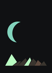 Geometric Mountains silhouette landscape art poster illustration