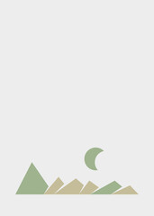 Geometric Mountains silhouette landscape art poster illustration