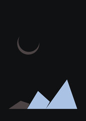 Geometric Mountains silhouette landscape art poster illustration