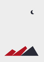 Geometric Mountains silhouette landscape art poster illustration