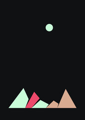 Geometric Mountains silhouette landscape art poster illustration