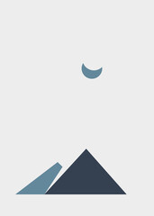 Fototapeta premium Geometric Mountains silhouette landscape art poster illustration