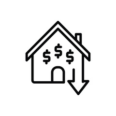 Black line icon for inexpensive