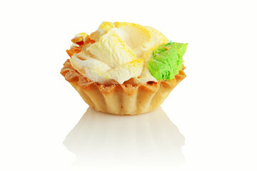 cream cake on a white background