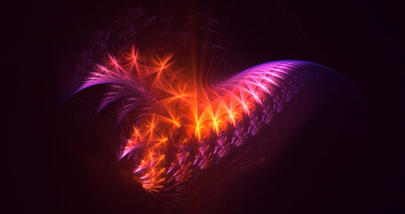 3D rendering abstract multicolor fractal light background
