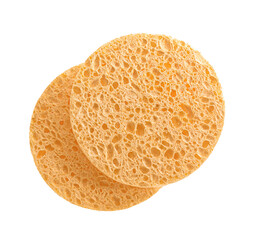 Makeup sponges on white background