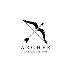 Athena Minerva Silhouette with , Royal archer Logo Design - obrazy, fototapety, plakaty