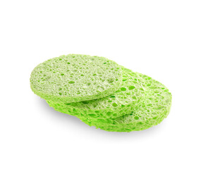 Makeup sponges on white background