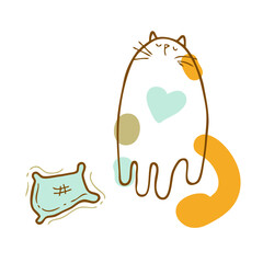 Hand drawn vector illustration of three-colored cute kitten and cats toy. Perfect for scrapbooking, greeting card, poster, textile and prints. Doodle style illustration for decor and design.
