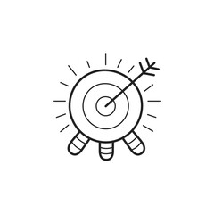 Cartoon hand drawn target isolated on white background. Vector illustration.