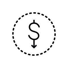 Black line icon for cheaper