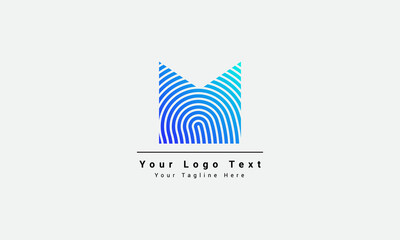 M letter logo with finger print. Creative vector design template elements for your application or corporate identity. Vector fingerprint design template elements. logo for identification, security.