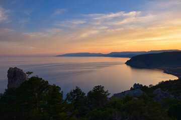Sunset over the Black Sea in the Novyi Svet National Park