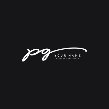 Initial Letter PG Logo - Handwritten Signature Style Logo