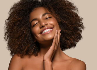 African american woman beauty healthy skin natural beauty happy smile