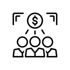 Black line icon for investors