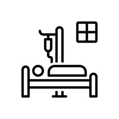 Black line icon for admitted