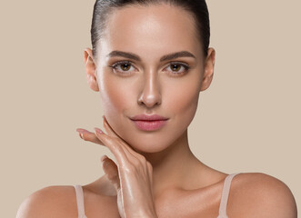 Beautiful woman face healthy skin closeup beautiful female studio portrait