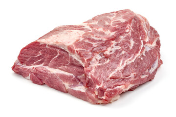 Raw pork shoulder butt, isolated on white background. High resolution image.