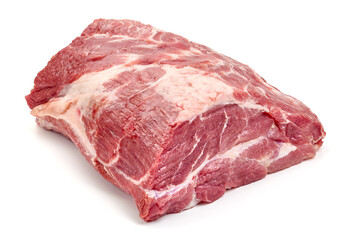 Raw pork shoulder, isolated on white background. High resolution image.