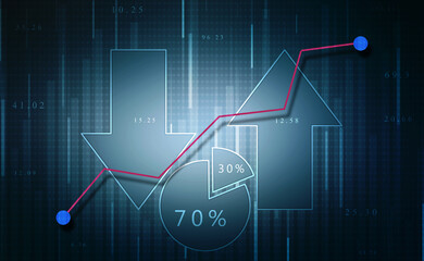 2d rendering Stock market online business concept. business Graph 