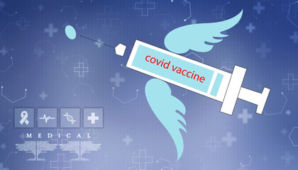 2d illustration vaccination for fight covid