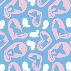 seamless pattern cat and heart