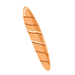 Bread product baguette on a white background.