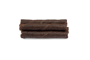 Chocolate wafer roll isolated on a white background