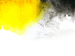 watercolor yellow and black abstract hand drawn. isolated white background .wet on wet style.	