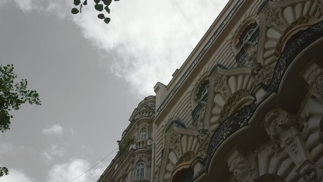 Eccentric Building Facade At 29 Avenue Mac Mahon In Paris, France Designed By Architect Georges Massa. low angle