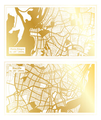 Recife and Porto Alegre Brazil City Map Set.
