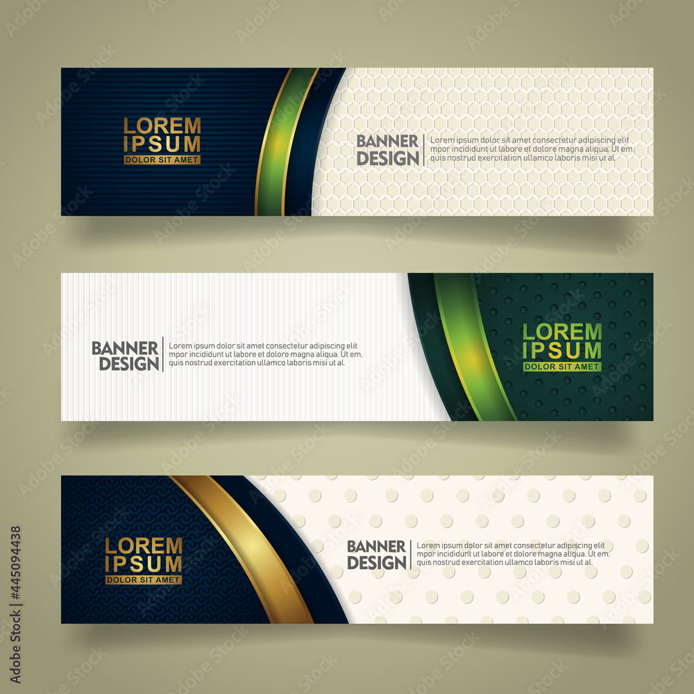 Poster set abstract banner template design with luxury and elegant lines shape ornate on modern pattern bac