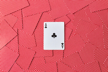 background made of playing cards top down view