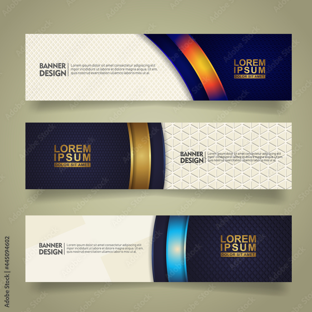 Poster set abstract banner template design with luxury and elegant lines shape ornate on modern pattern bac