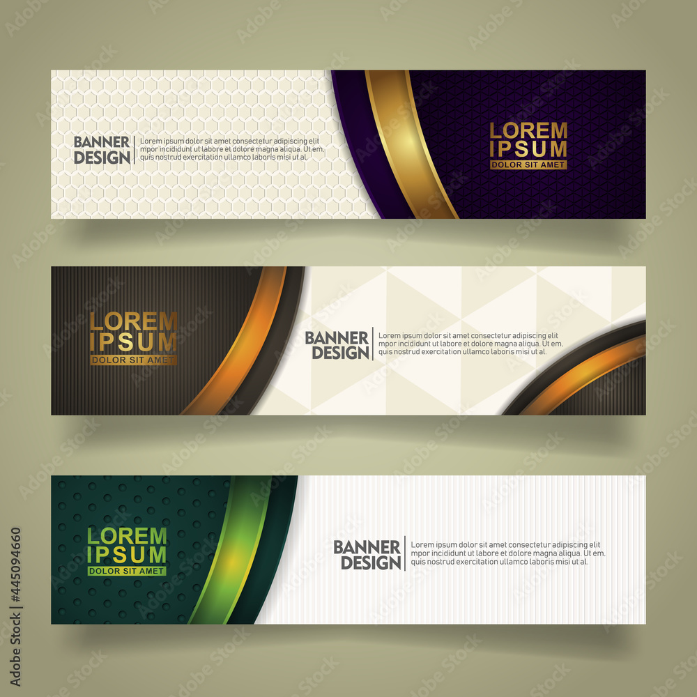 Poster set abstract banner template design with luxury and elegant lines shape ornate on modern pattern bac