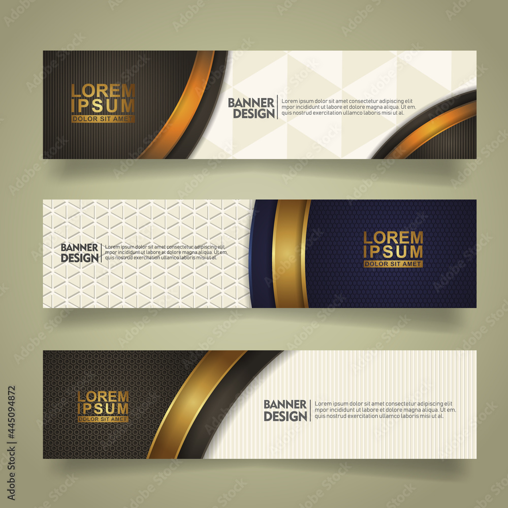 Poster set abstract banner template design with luxury and elegant lines shape ornate on modern pattern bac