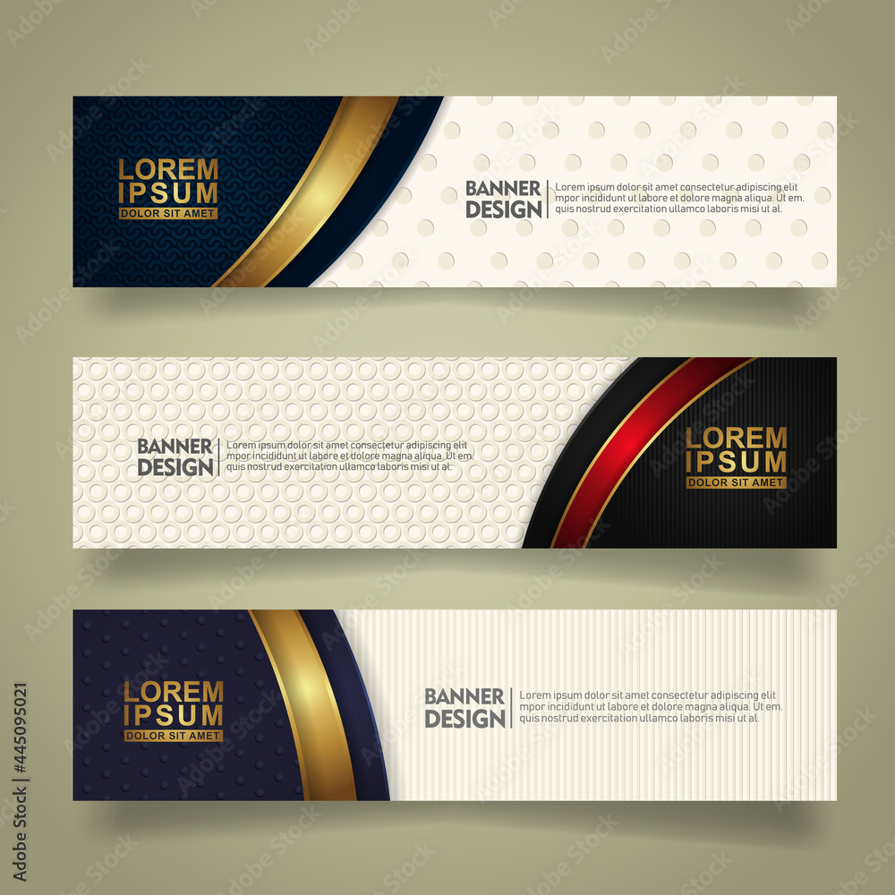 Poster set abstract banner template design with luxury and elegant lines shape ornate on modern pattern bac