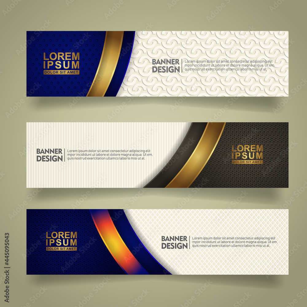 Poster set abstract banner template design with luxury and elegant lines shape ornate on modern pattern bac