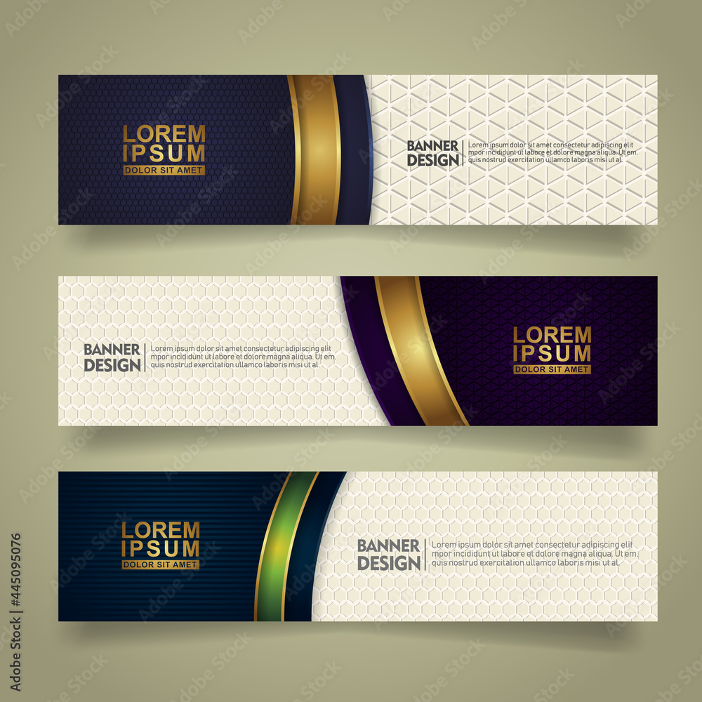 Poster set abstract banner template design with luxury and elegant lines shape ornate on modern pattern bac