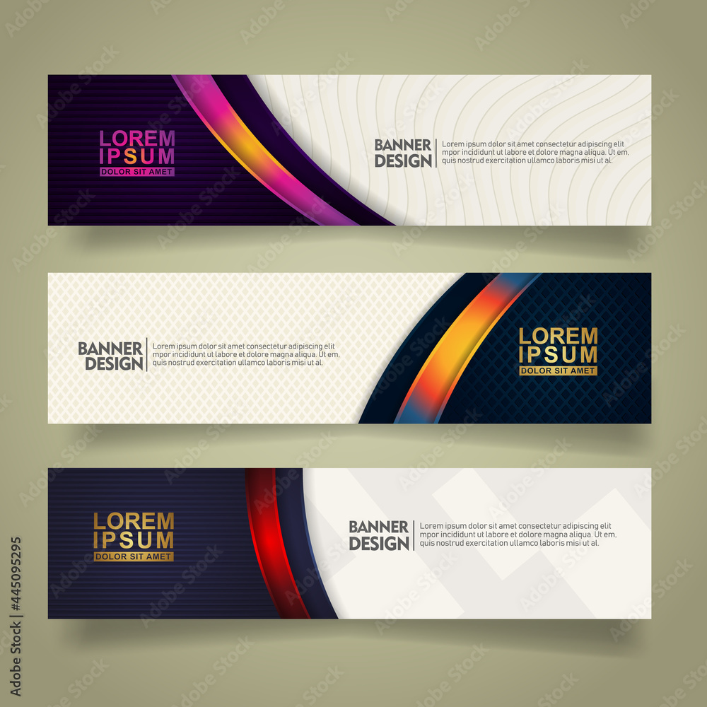 Poster set abstract banner template design with luxury and elegant lines shape ornate on modern pattern bac