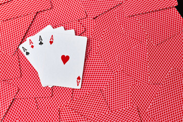 background made of playing cards top down view