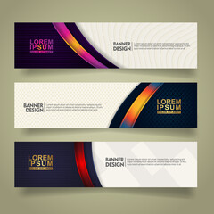 Naklejka premium Set abstract banner template design with luxury and elegant lines shape ornate on modern pattern background