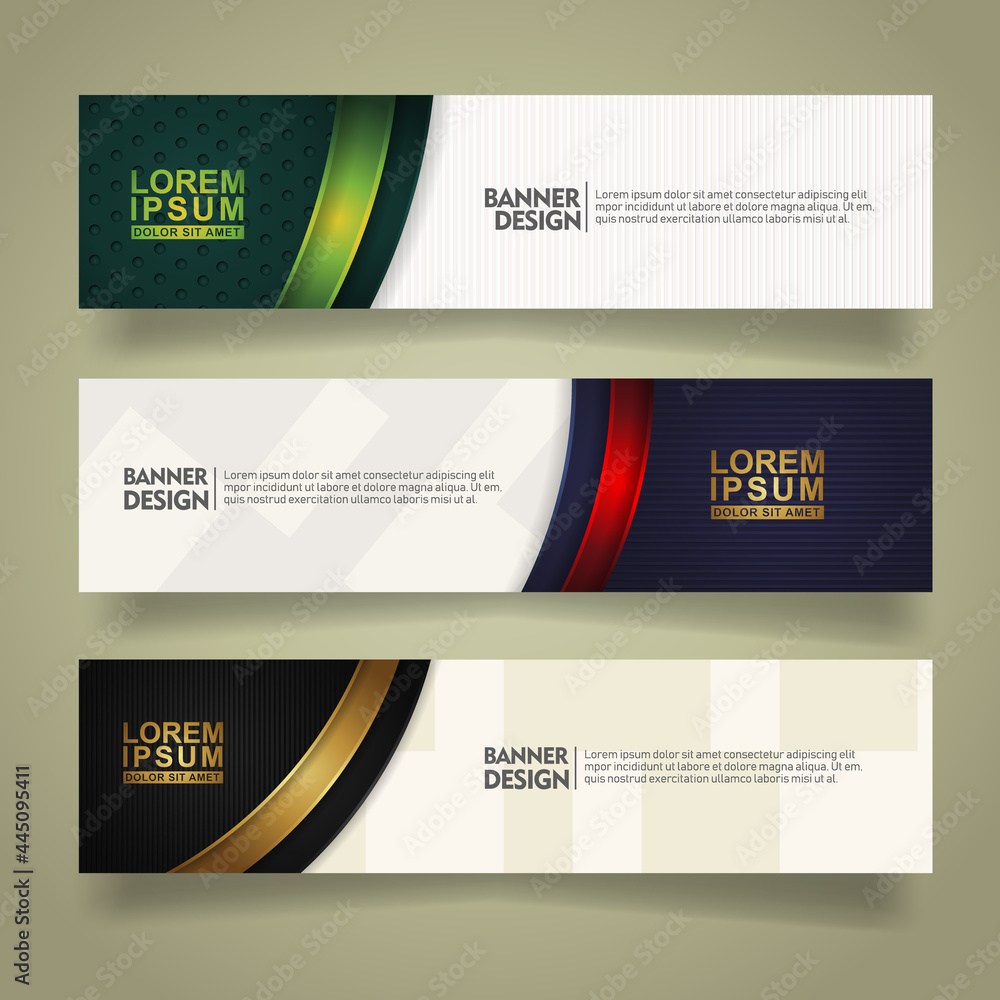 Aufkleber set abstract banner template design with luxury and elegant lines shape ornate on modern pattern bac
