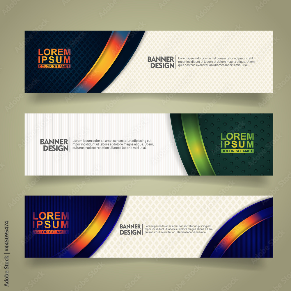 Poster set abstract banner template design with luxury and elegant lines shape ornate on modern pattern bac