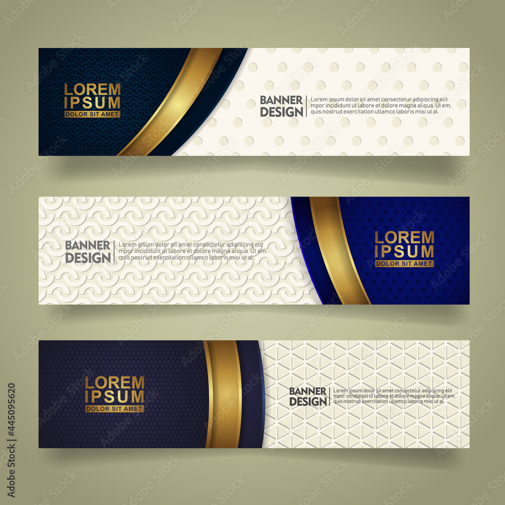 Aufkleber set abstract banner template design with luxury and elegant lines shape ornate on modern pattern bac