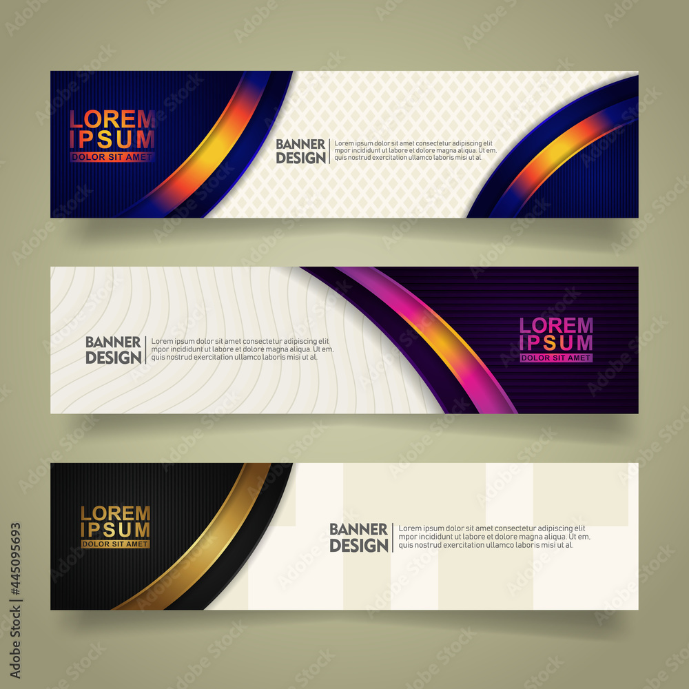 Aufkleber set abstract banner template design with luxury and elegant lines shape ornate on modern pattern bac