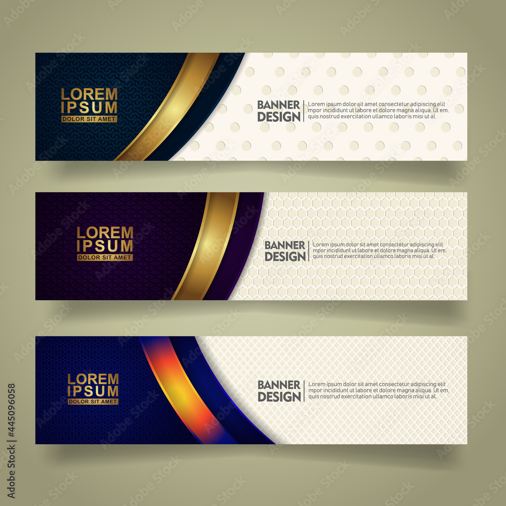 Aufkleber set abstract banner template design with luxury and elegant lines shape ornate on modern pattern bac