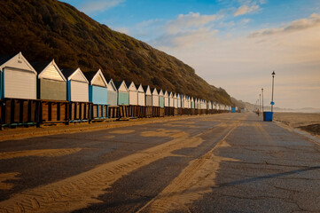 Closed Beach Huts, Bournemouth, Dorset, England