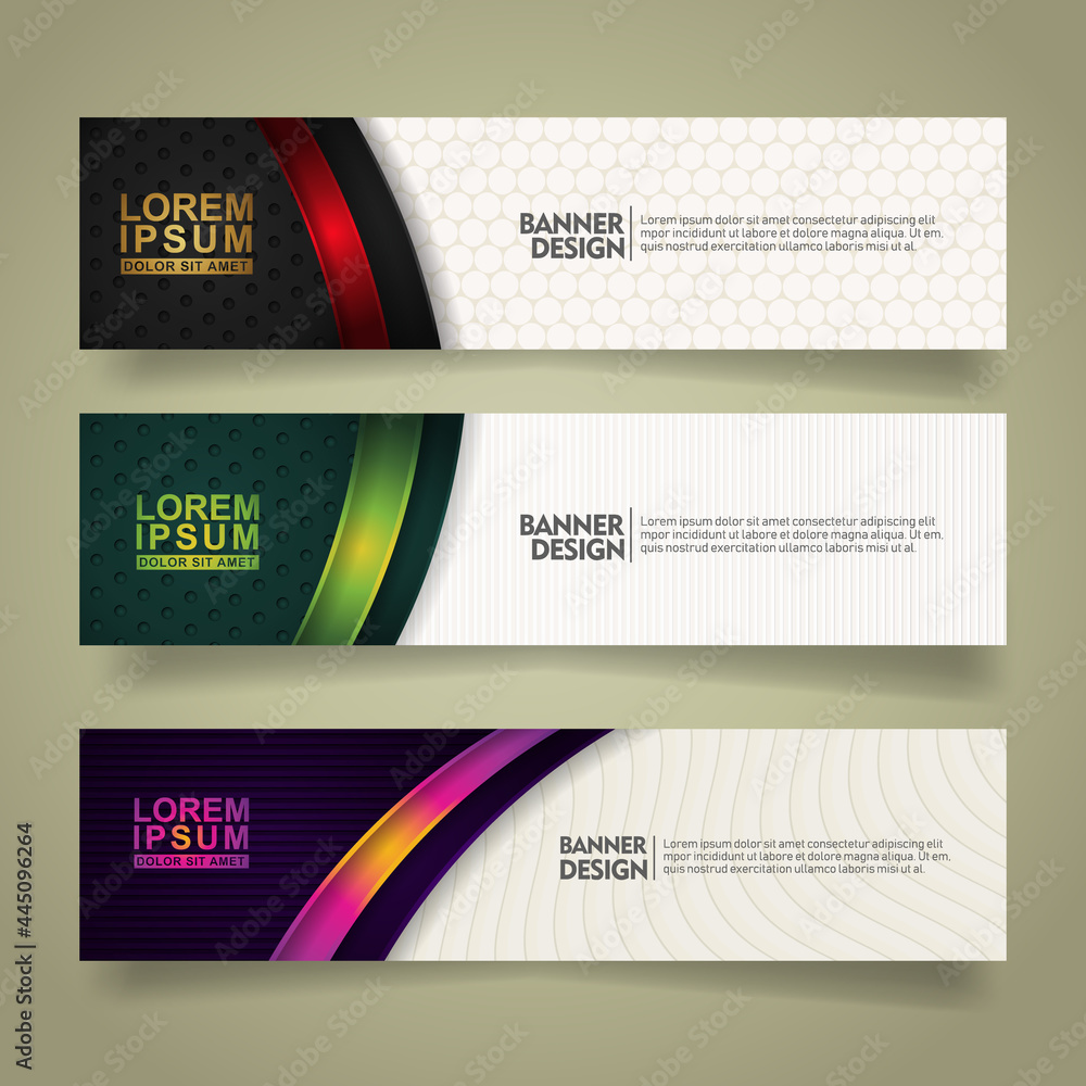 Poster set abstract banner template design with luxury and elegant lines shape ornate on modern pattern bac